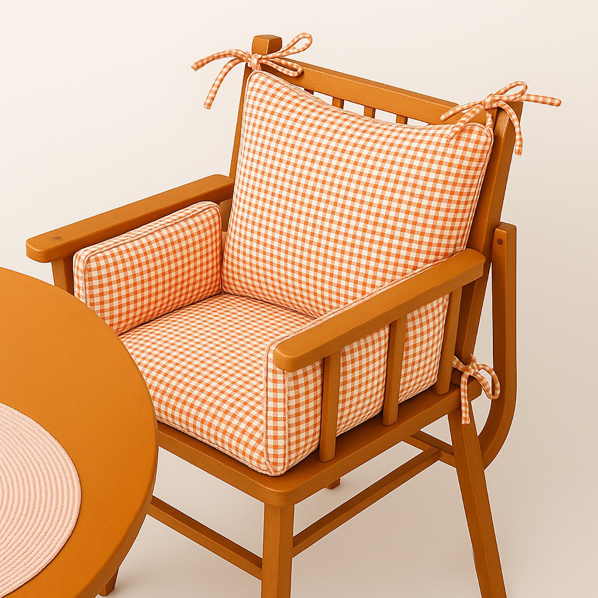 Hochstuhlpolster aus Vichy Bio-Baumwolle