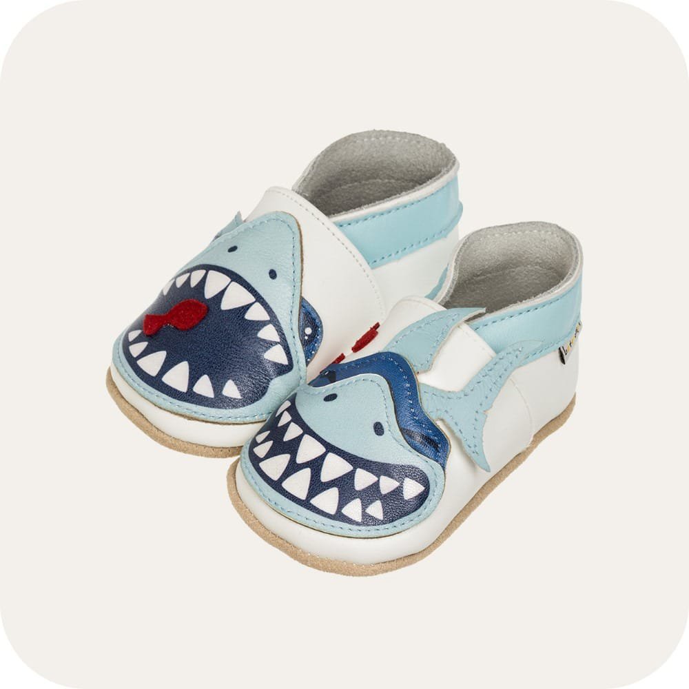 Babypantoffeln aus weichem Leder Shark Tease