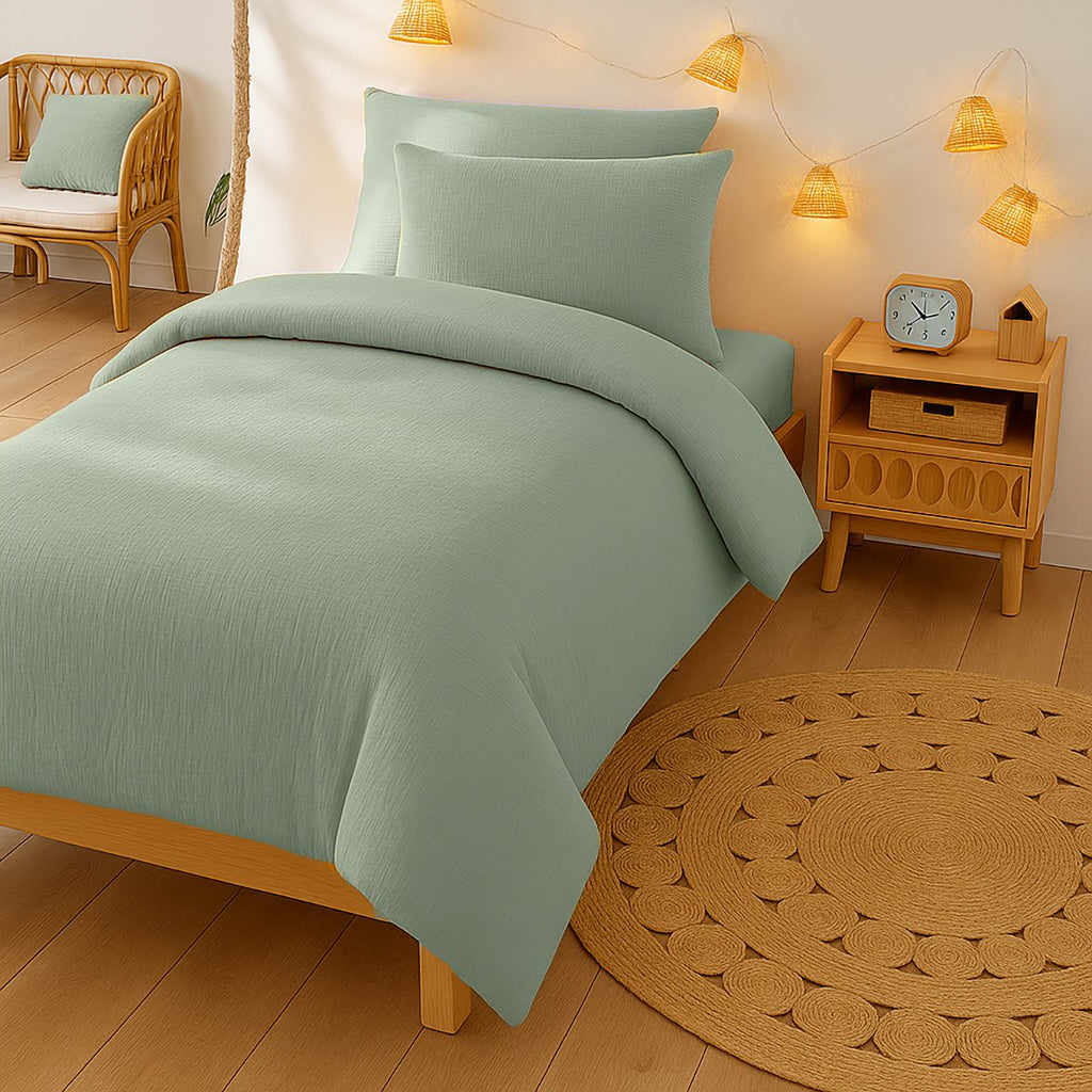 Grüner Bettbezug aus Bio-Baumwolle