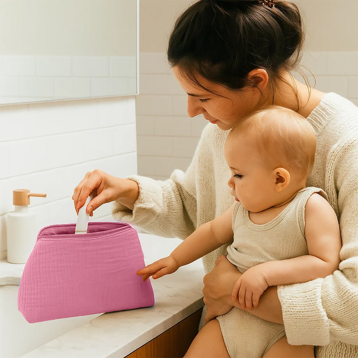 Kulturbeutel aus Bio-Baumwolle Rosa