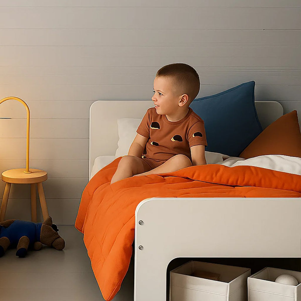 Steppdecke aus Bio-Baumwolle Erdbeerfarbe