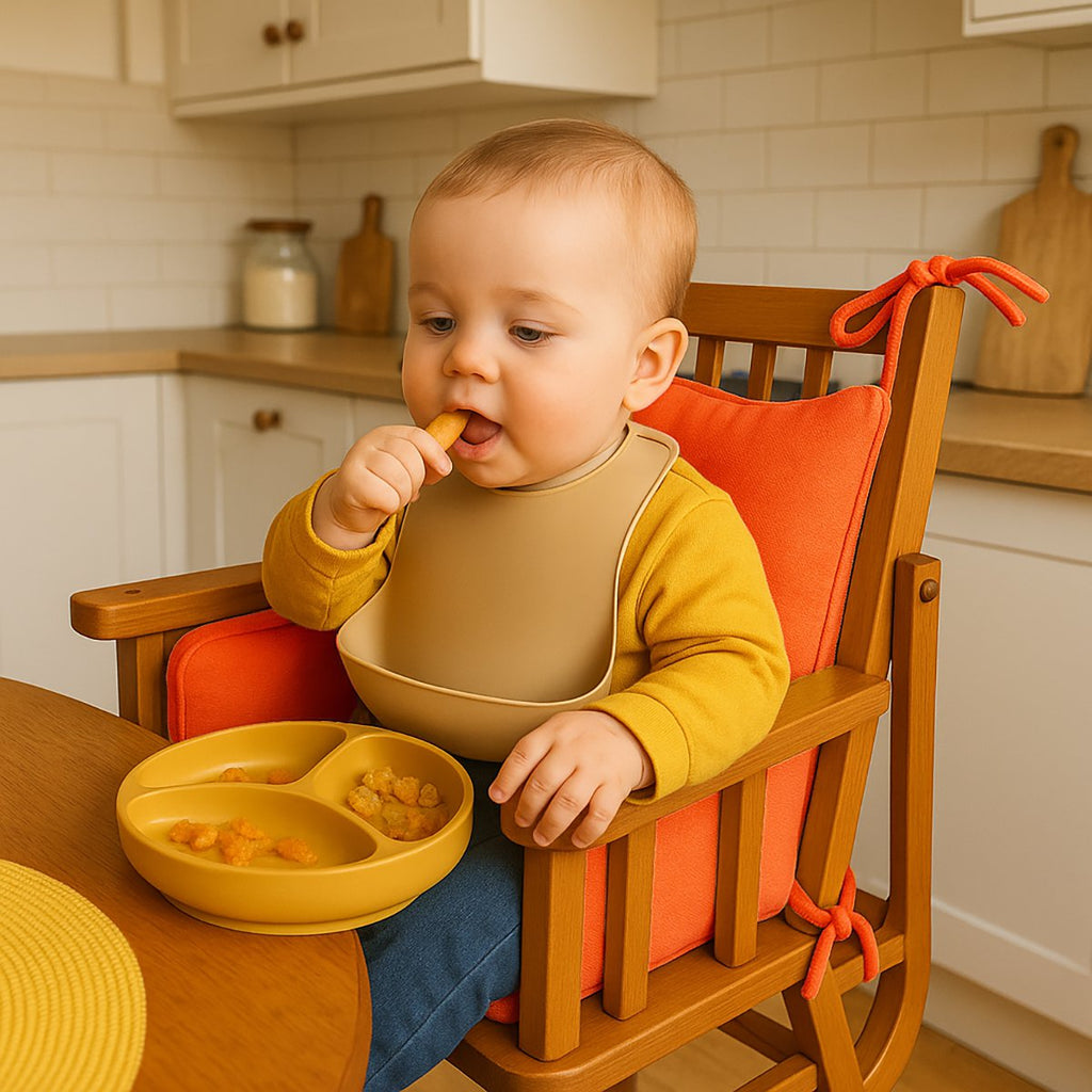Hochstuhlpolster aus Erdbeerfarbener Bio-Baumwolle