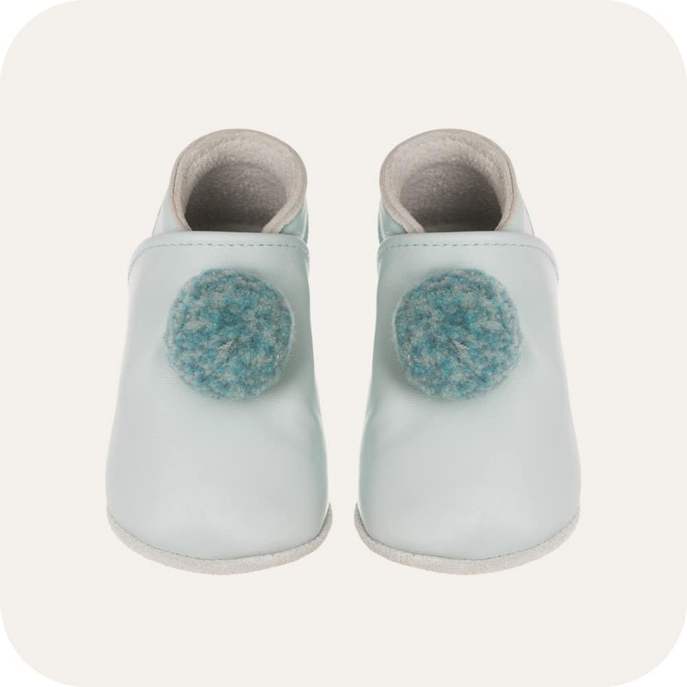Babyhausschuhe mit Pompons Himmelblau