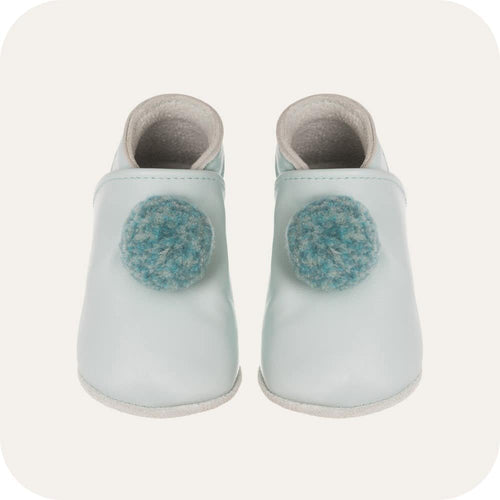 Babyhausschuhe mit Pompons Himmelblau