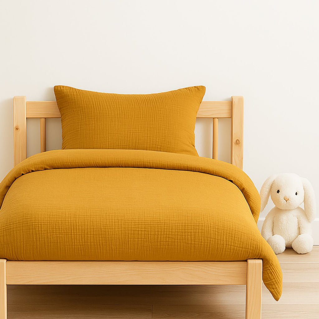 Bettbezug aus Bio-Baumwolle in Honigfarbe