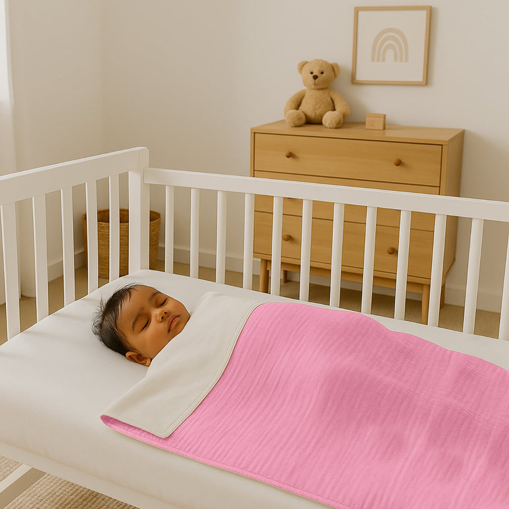 Weiße und Rosa Decke aus Bio-Baumwolle