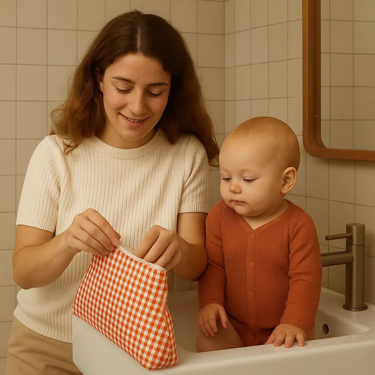 Kulturbeutel aus Bio-Baumwolle Vichy