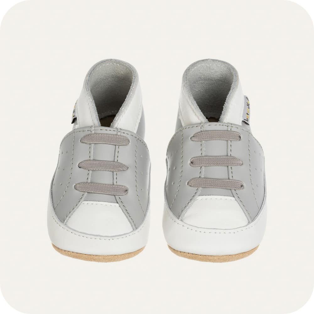 Babyhausschuhe aus weichem Leder Graue Turnschuhe