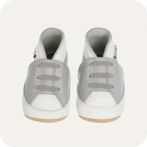 Babyhausschuhe aus weichem Leder Graue Turnschuhe