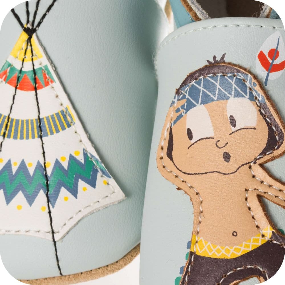 Babyschuhe aus Weichem Leder Indianer und Tipi