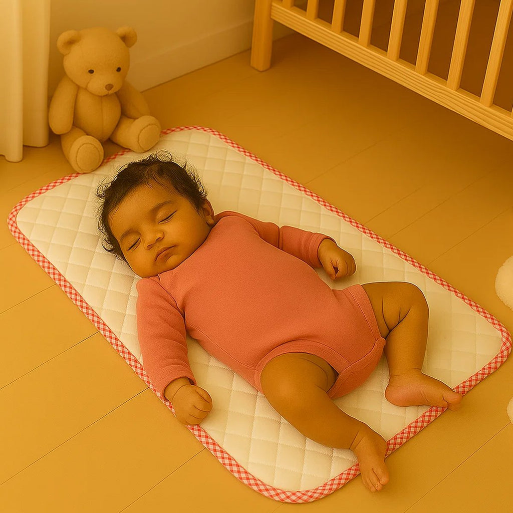 Mobile Wickelunterlage aus Bio-Baumwolle Vichy