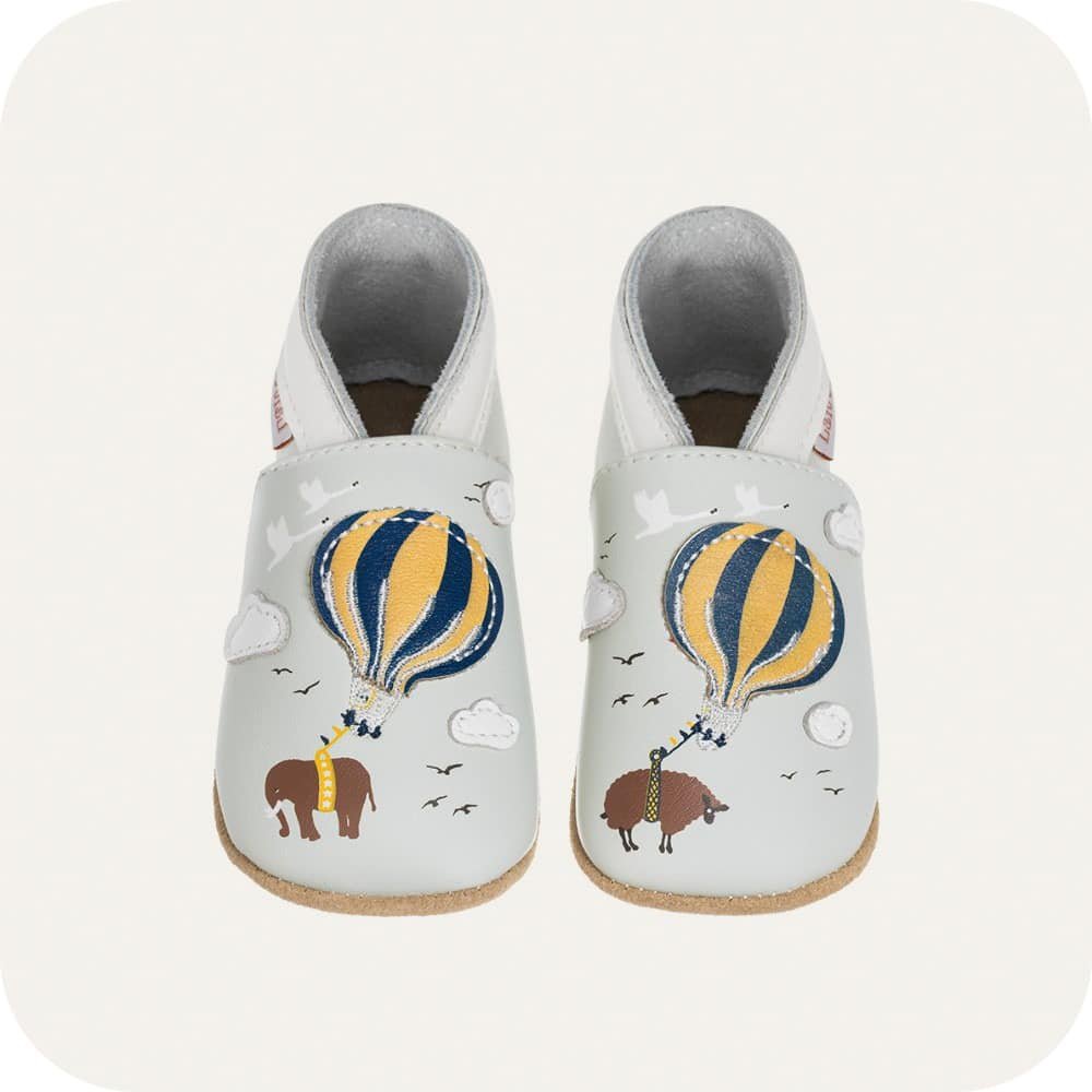 Babyhausschuhe aus weichem Leder Heißluftballon