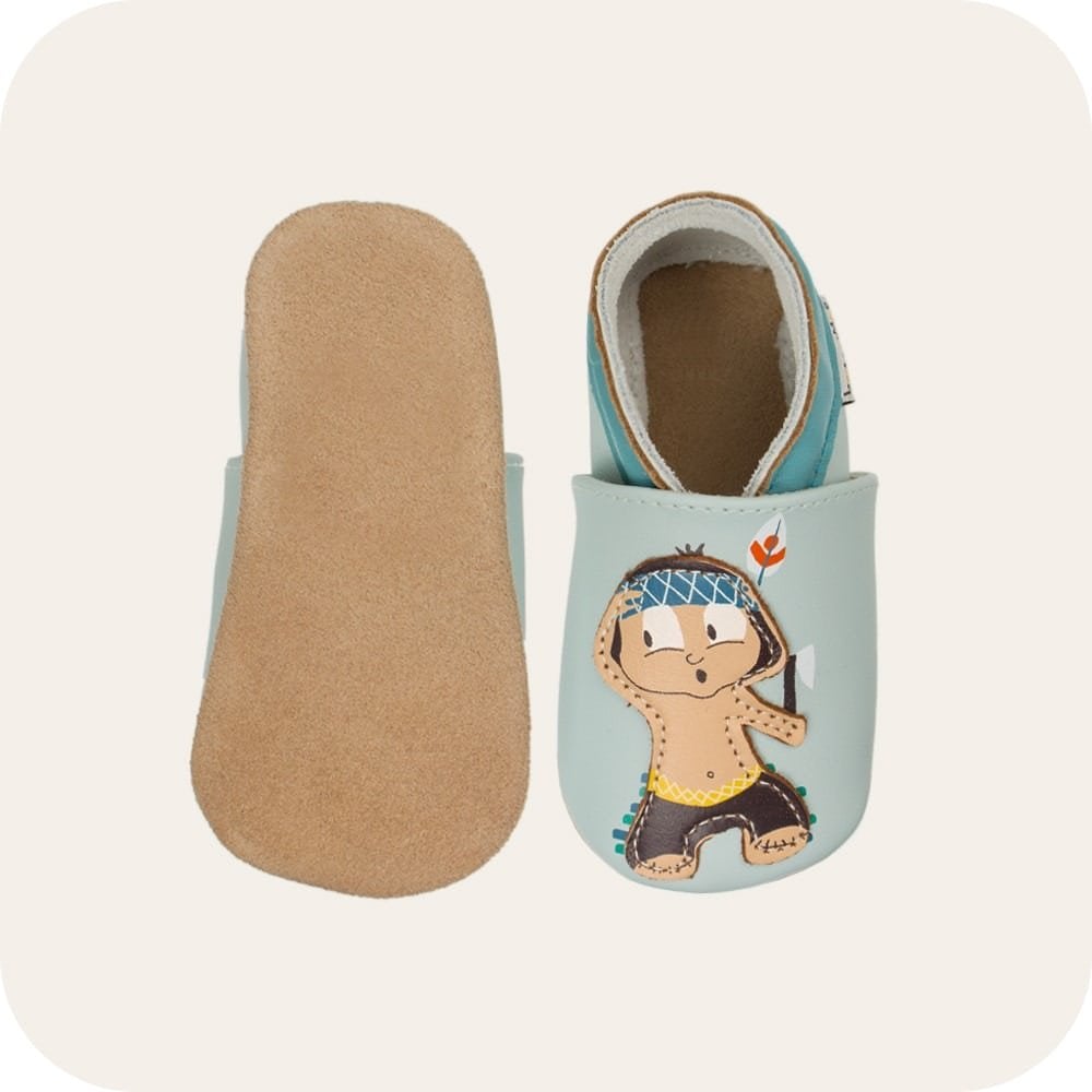 Babyschuhe aus Weichem Leder Indianer und Tipi