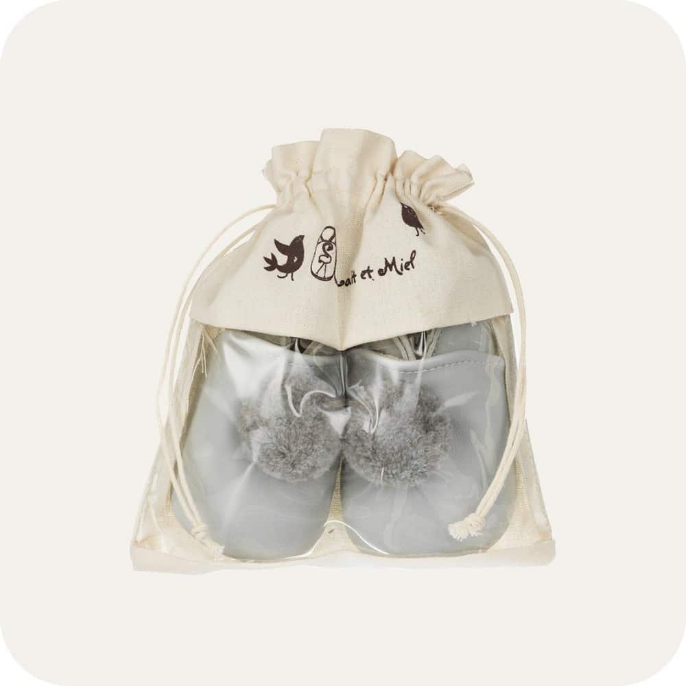 Babyschuhe mit Pompons Grau