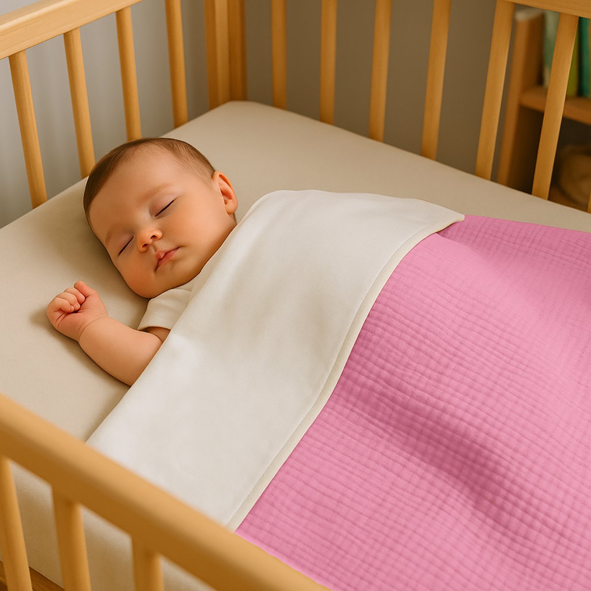 Weiße und Rosa Decke aus Bio-Baumwolle