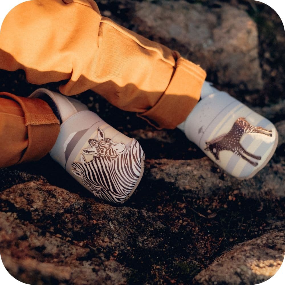 Babypantoffeln aus weichem Leder Zebras