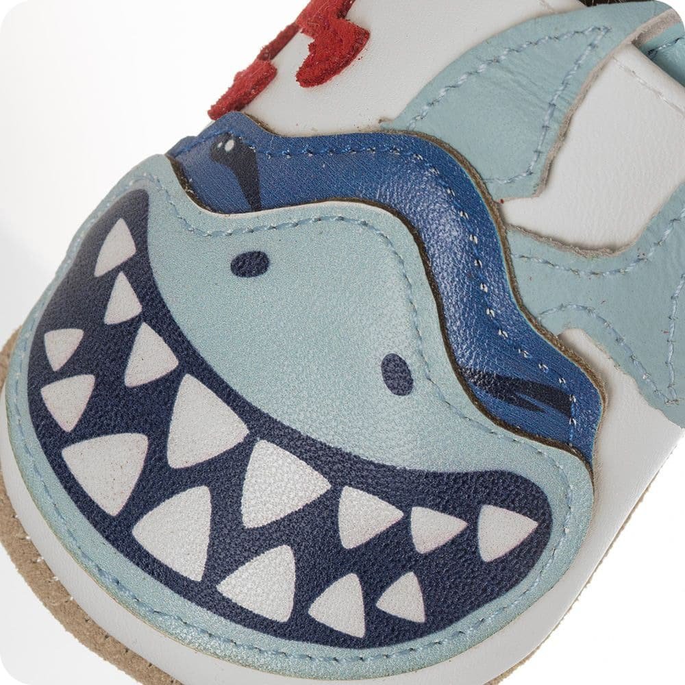 Babypantoffeln aus weichem Leder Shark Tease