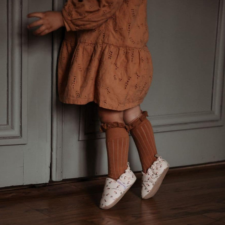 Babyhausschuhe Rouge-Gorge aus Baumwolle