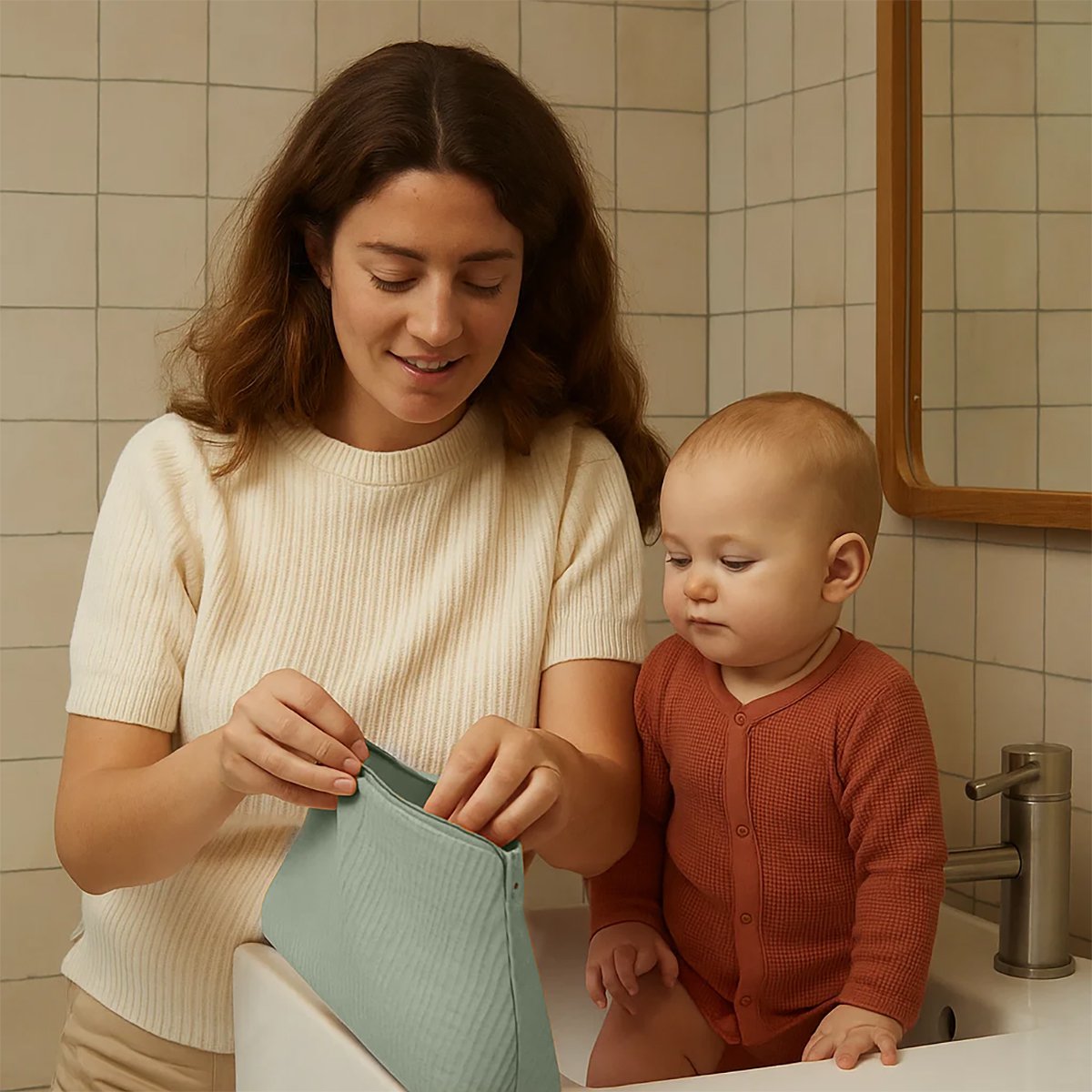 Kulturbeutel aus Bio-Baumwolle Grün