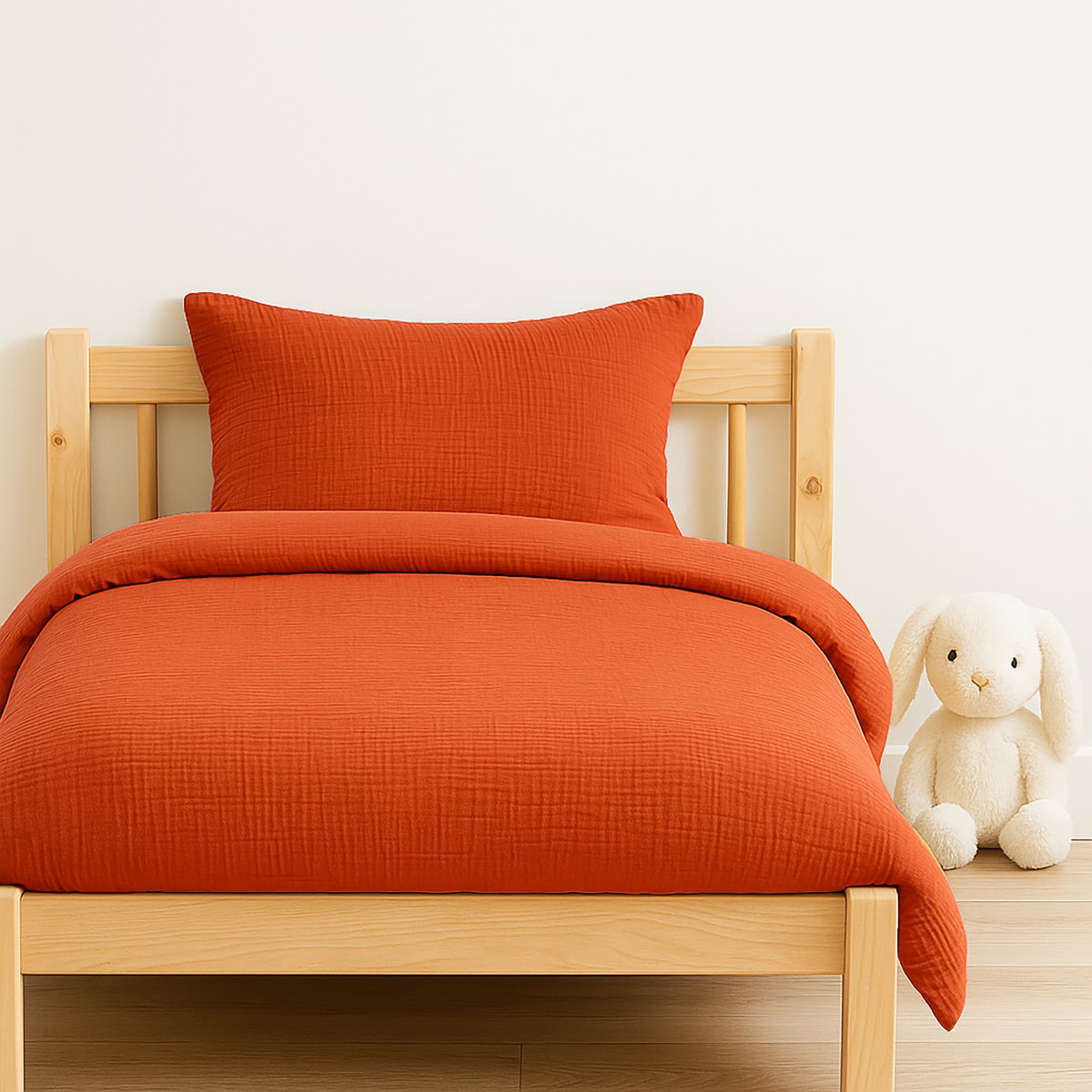 Erdbeerfarbener-Bettbezug aus Bio-Baumwolle