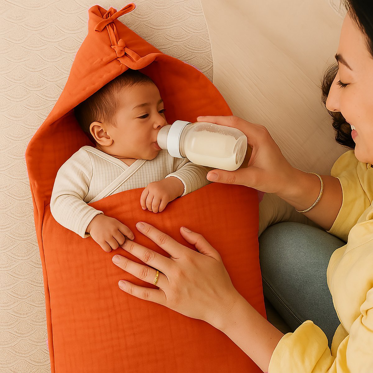 Babynest aus Bio-Baumwolle Erdbeer