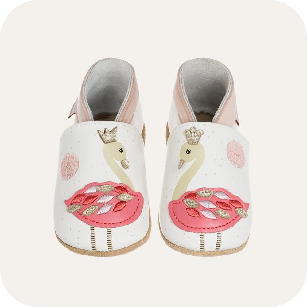 Babyschuhe aus weichem Leder Rosa Flamingos