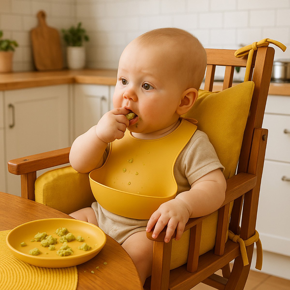 Hochstuhlpolster aus Honigfarbener Bio-Baumwolle