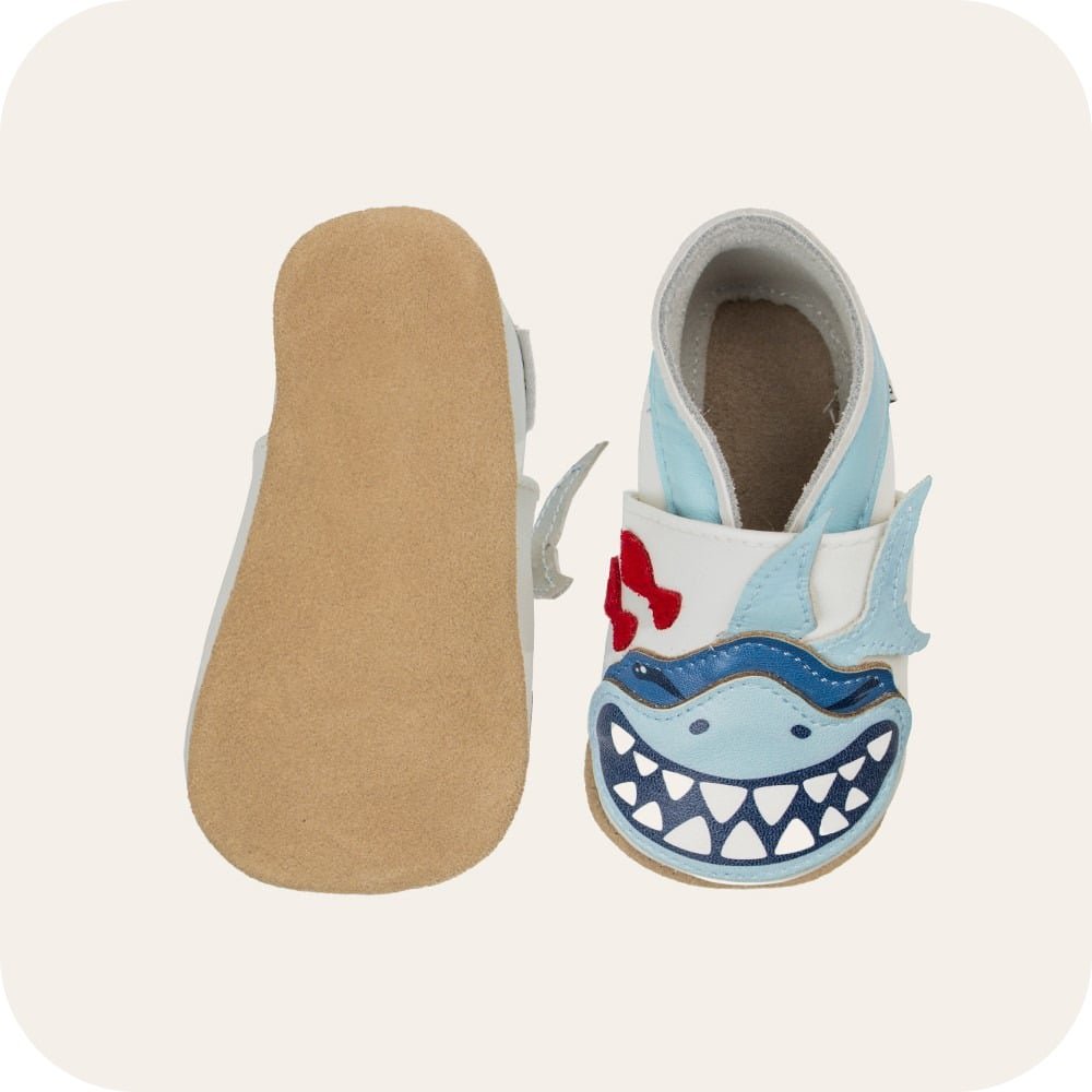 Babypantoffeln aus weichem Leder Shark Tease