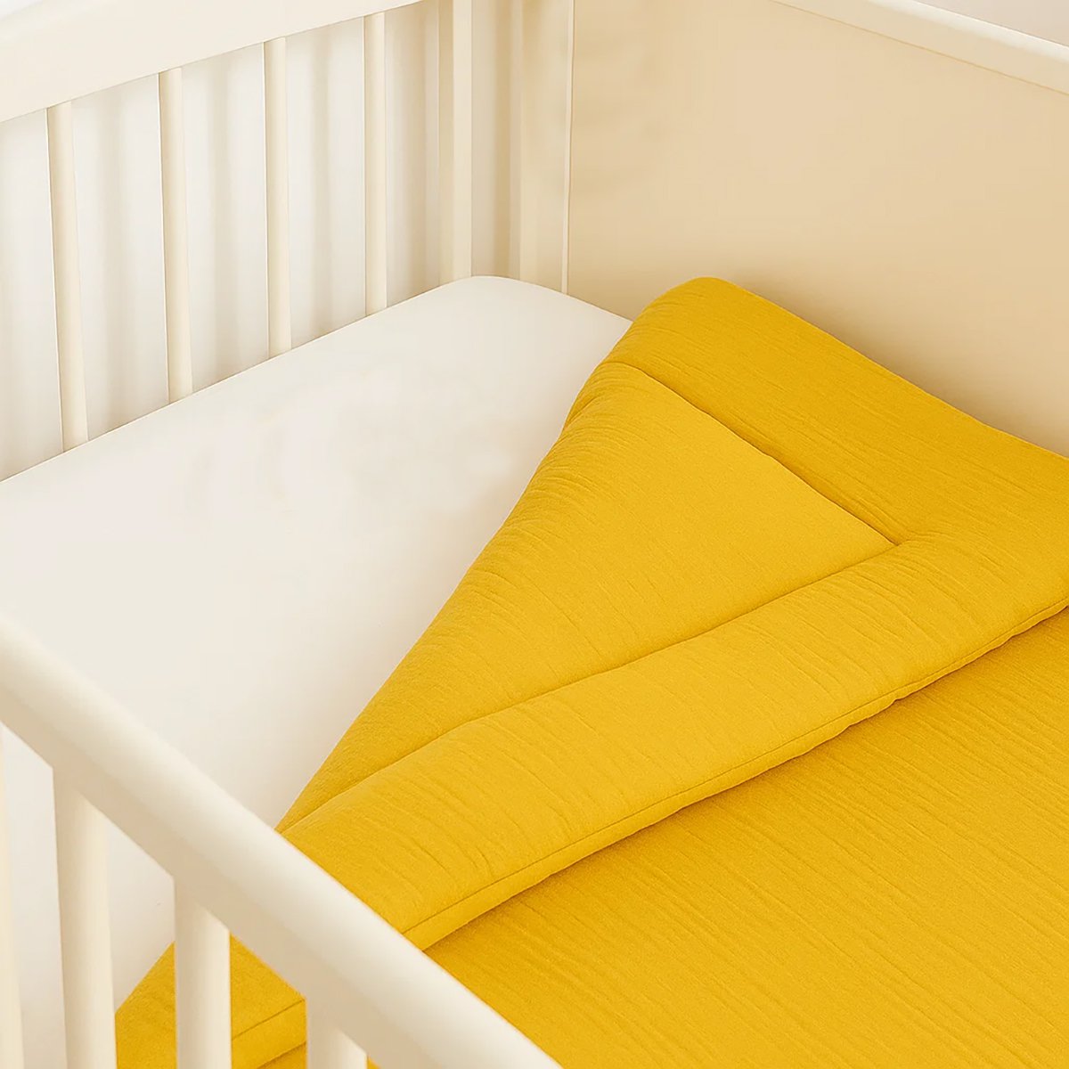 Steppdecke aus Bio-Baumwolle Honigfarbe