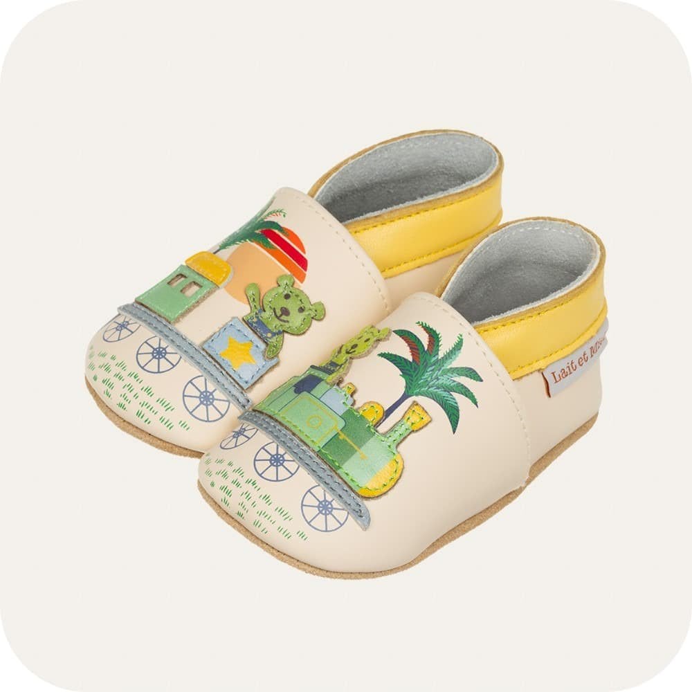 Babyhausschuhe aus weichem Leder Petit Train