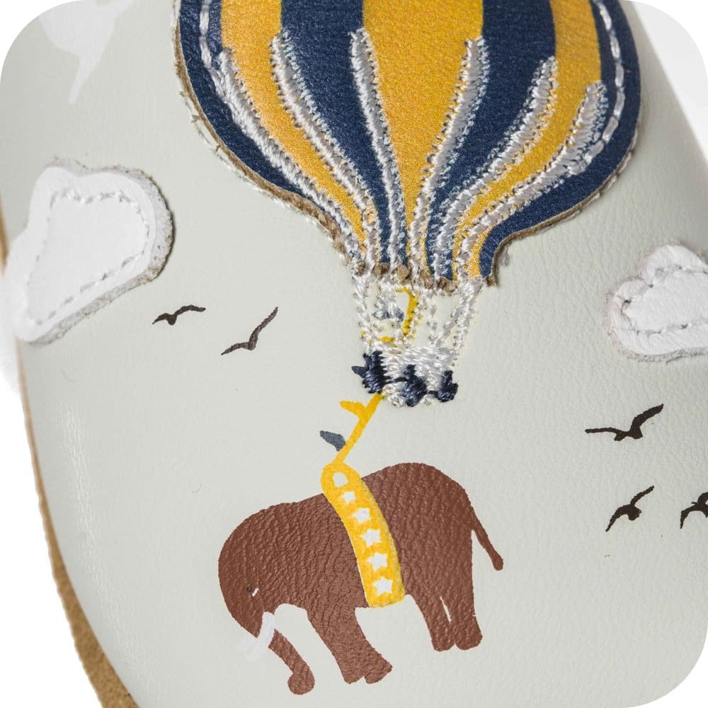 Babyhausschuhe aus weichem Leder Heißluftballon