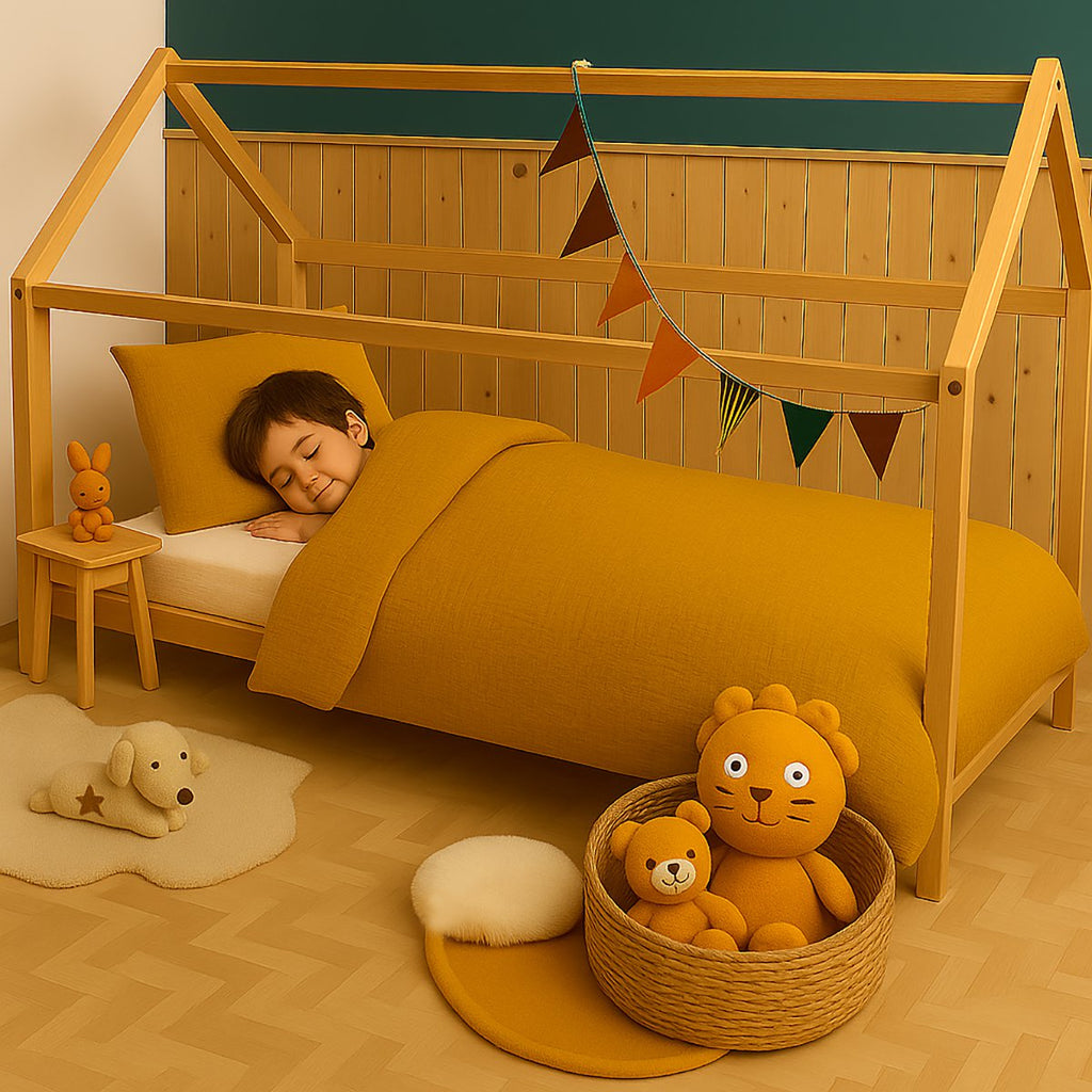 Bettbezug aus Bio-Baumwolle in Honigfarbe