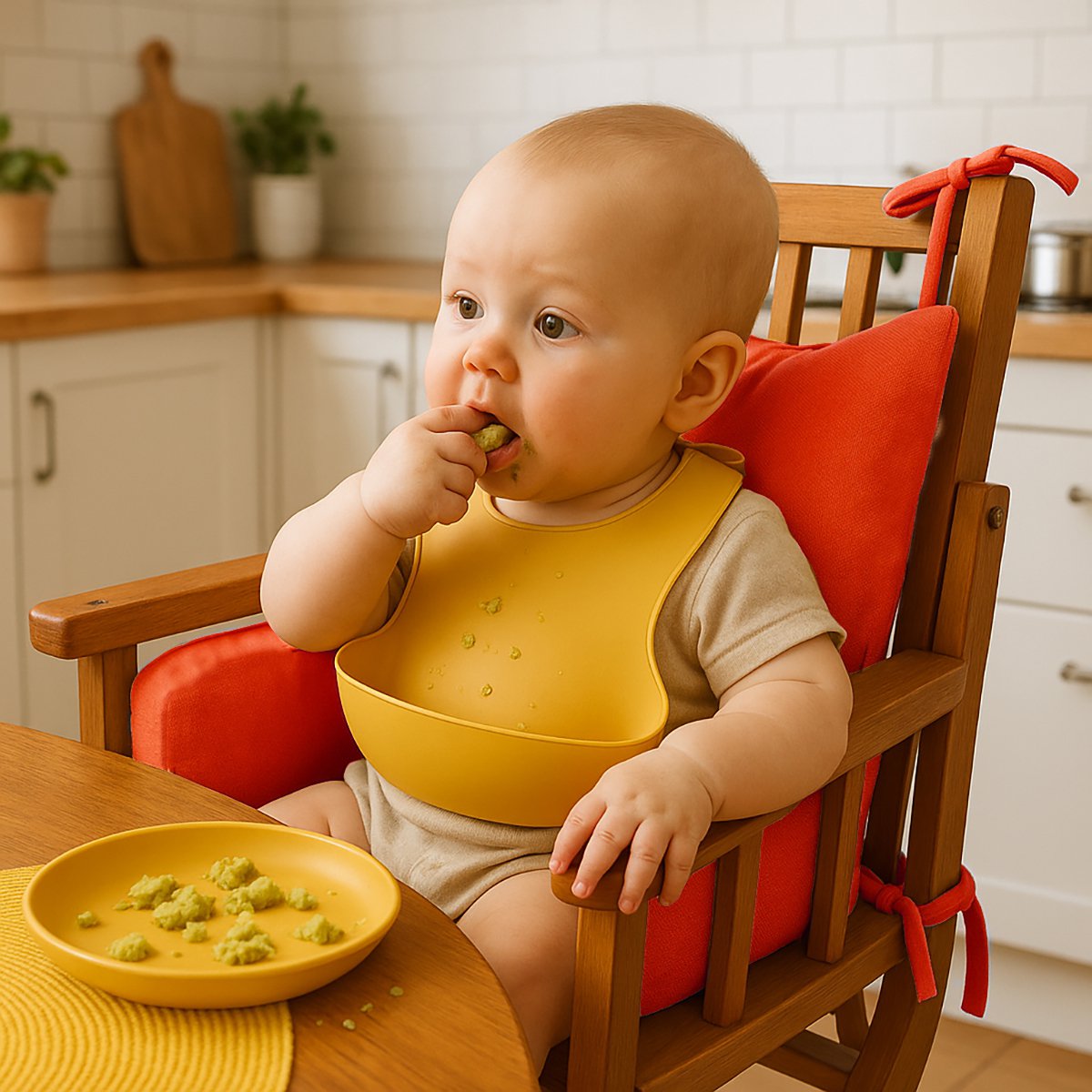 Hochstuhlpolster aus Erdbeerfarbener Bio-Baumwolle