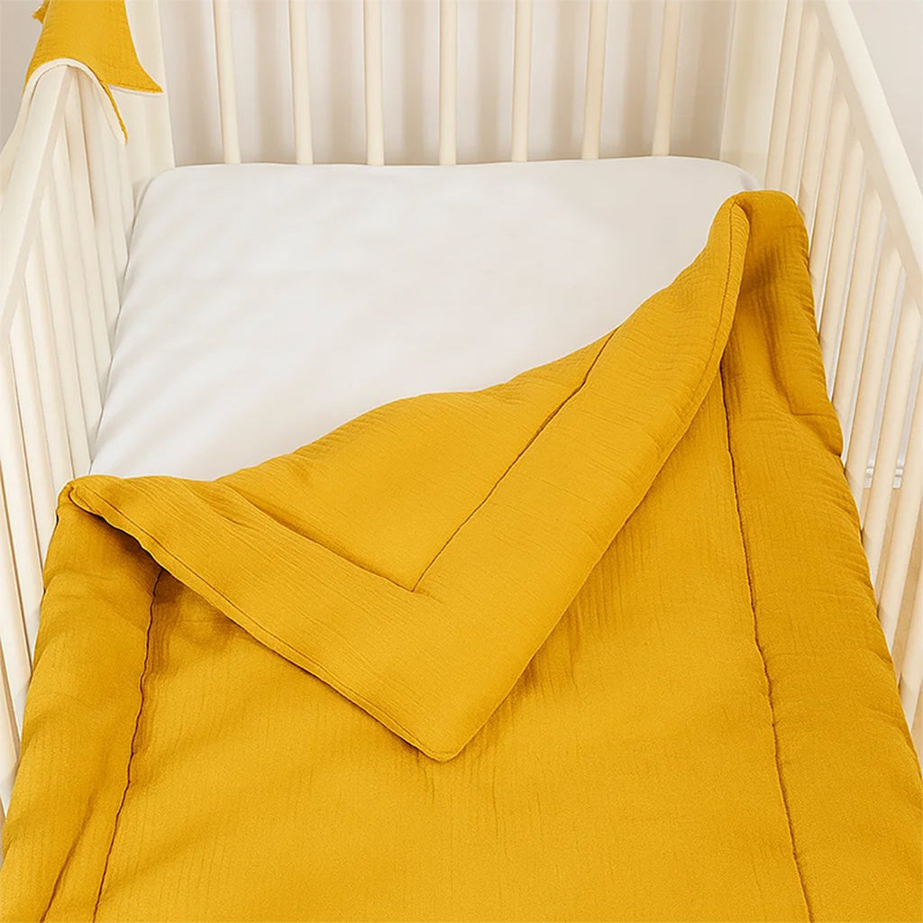 Steppdecke aus Bio-Baumwolle Honigfarbe