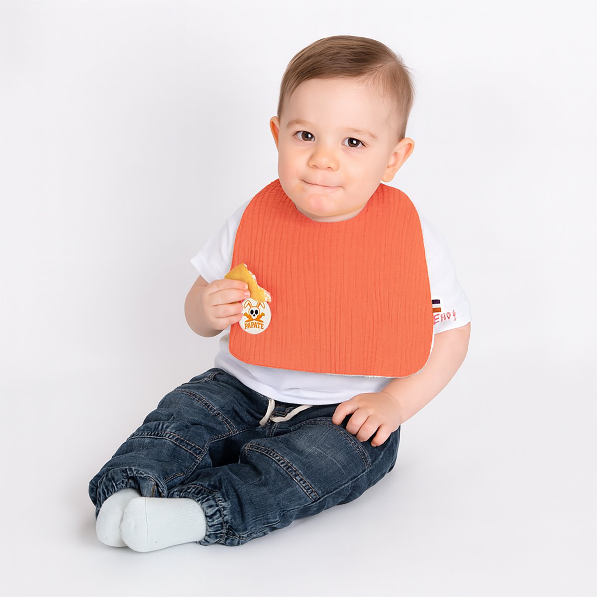 Lätzchen aus Bio-Baumwolle Erdbeerfarbe