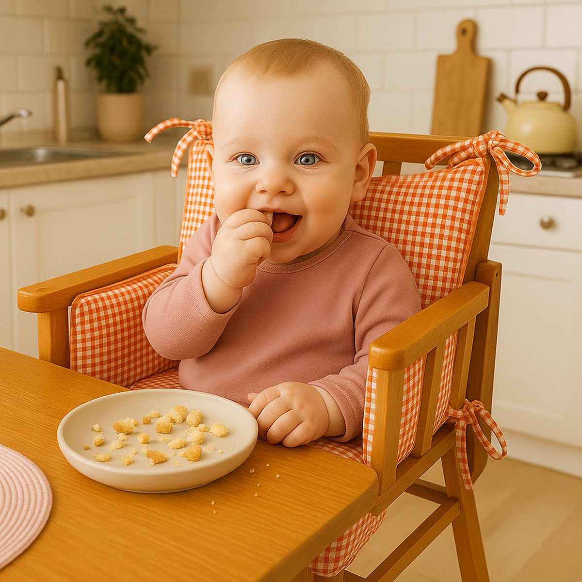 Hochstuhlpolster aus Vichy Bio-Baumwolle