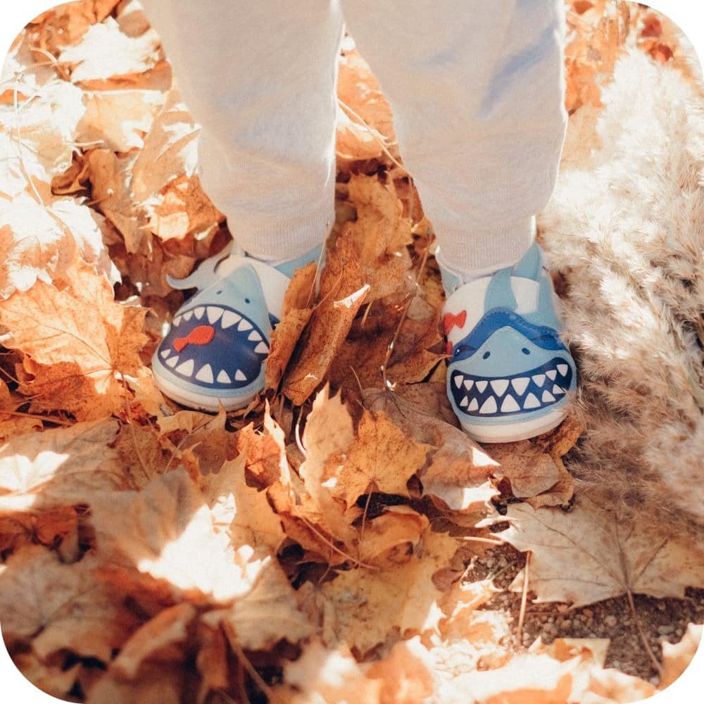 Babypantoffeln aus weichem Leder Shark Tease
