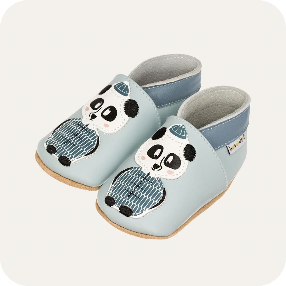 Panda-Babyhausschuhe aus weichem Leder