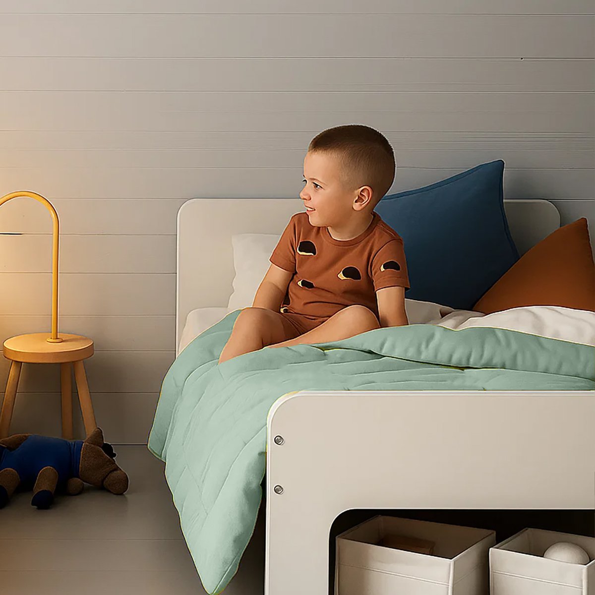 Steppdecke aus Bio-Baumwolle Grün