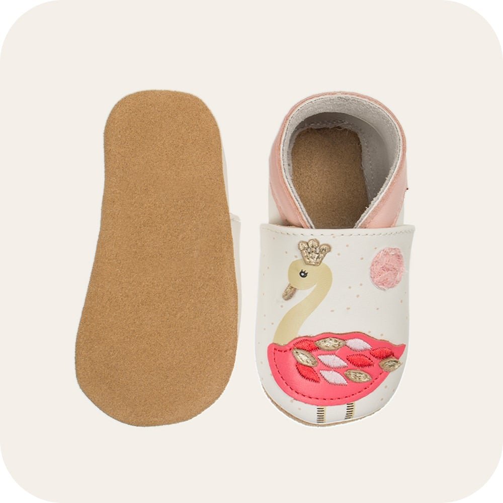 Babyschuhe aus weichem Leder Rosa Flamingos