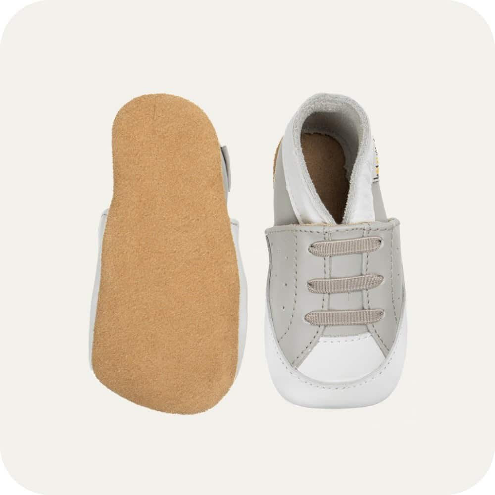 Babyhausschuhe aus weichem Leder Graue Turnschuhe