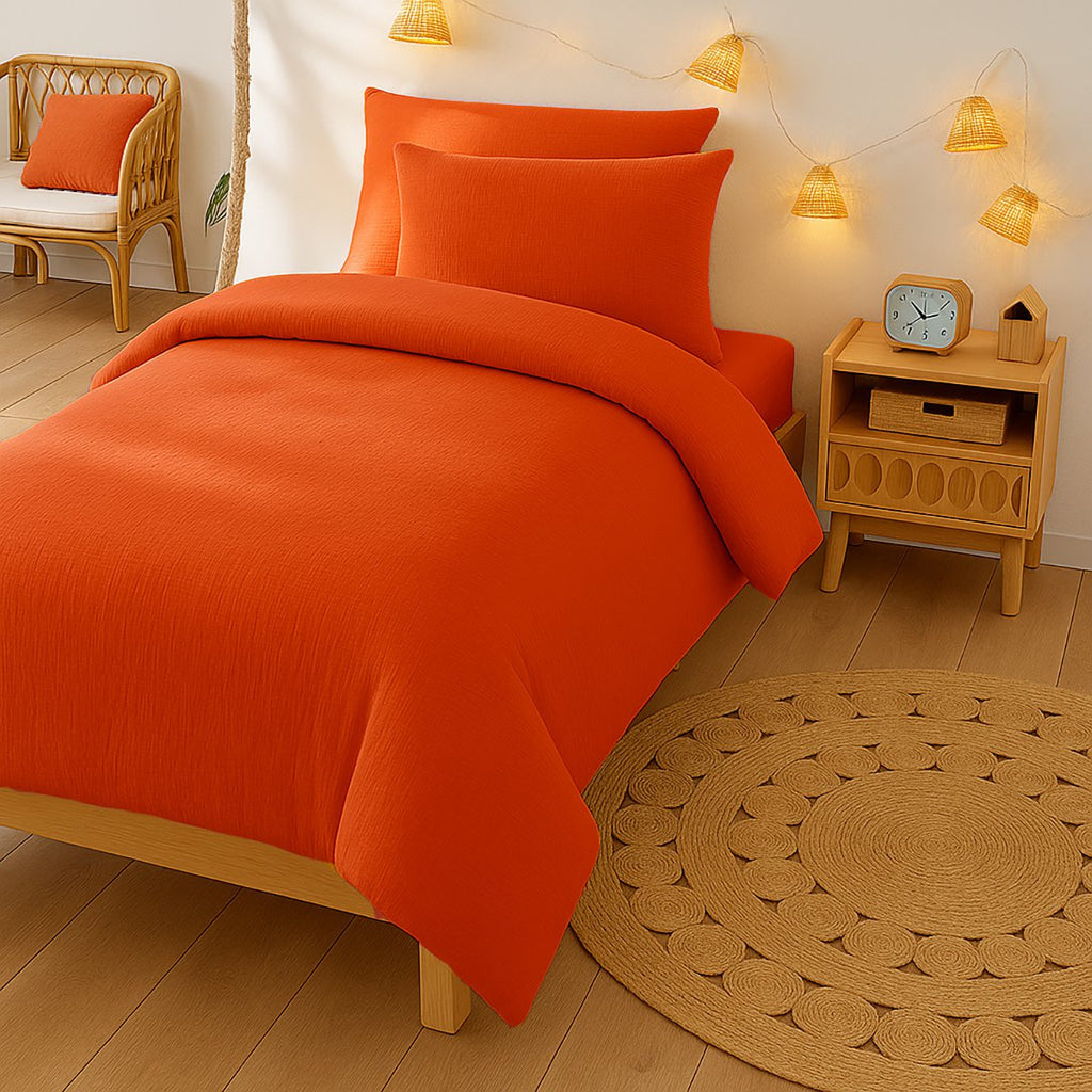 Erdbeerfarbener-Bettbezug aus Bio-Baumwolle