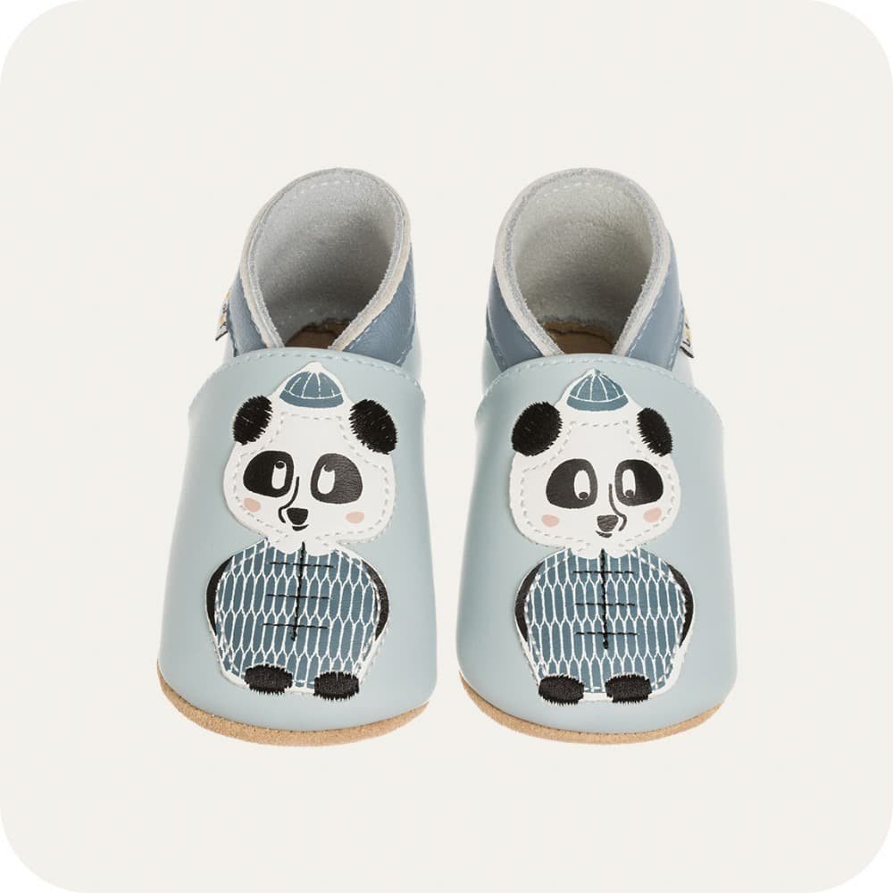 Panda-Babyhausschuhe aus weichem Leder