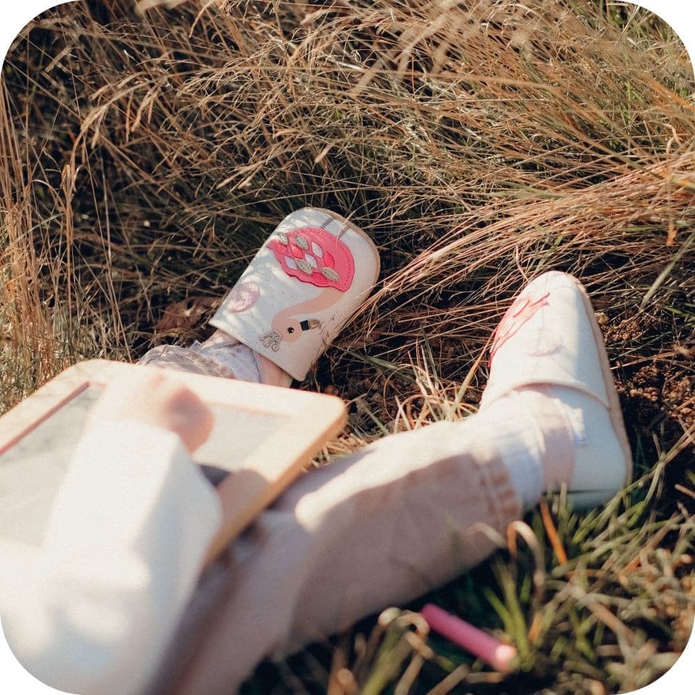 Babyschuhe aus weichem Leder Rosa Flamingos