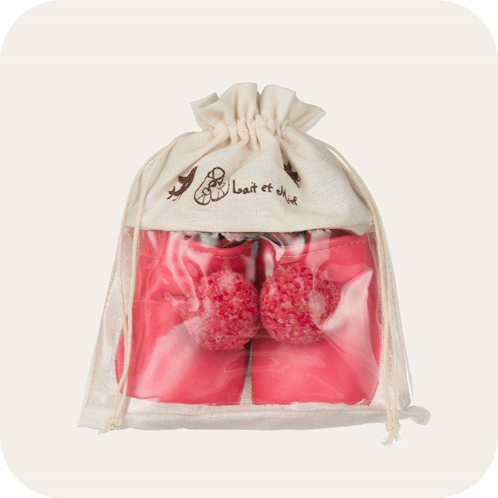 Babyhausschuhe mit Fuchsia-Pompons