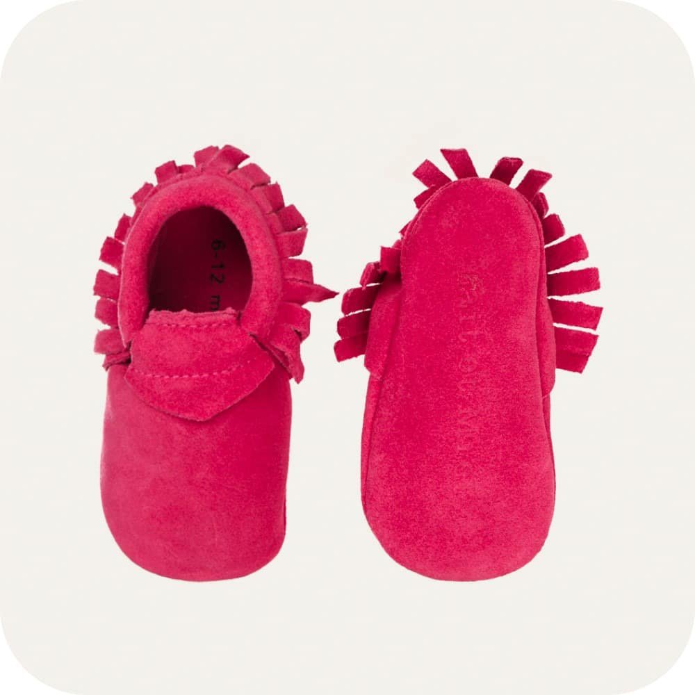 Baby-Wildleder-Mokassin-Hausschuhe, schlichtes Rosa