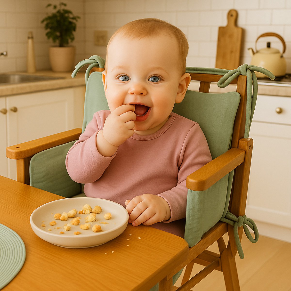 Hochstuhlpolster aus Grüner Bio-Baumwolle
