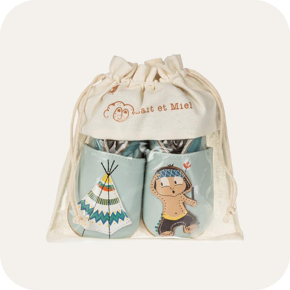 Babyschuhe aus Weichem Leder Indianer und Tipi