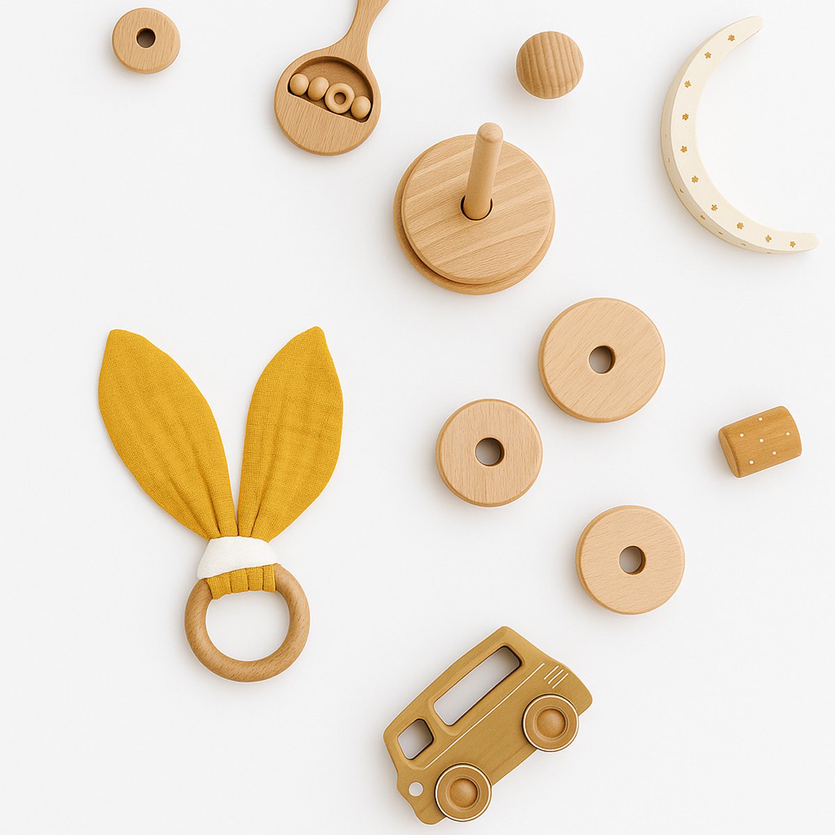 Beißring aus Bio-Baumwolle Honigfarbe