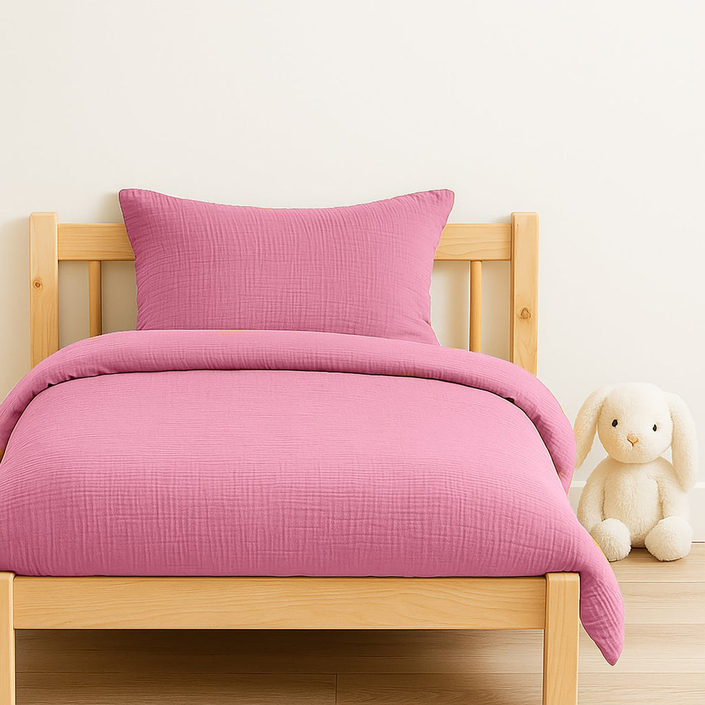 Rosafarbener Bettbezug aus Bio-Baumwolle